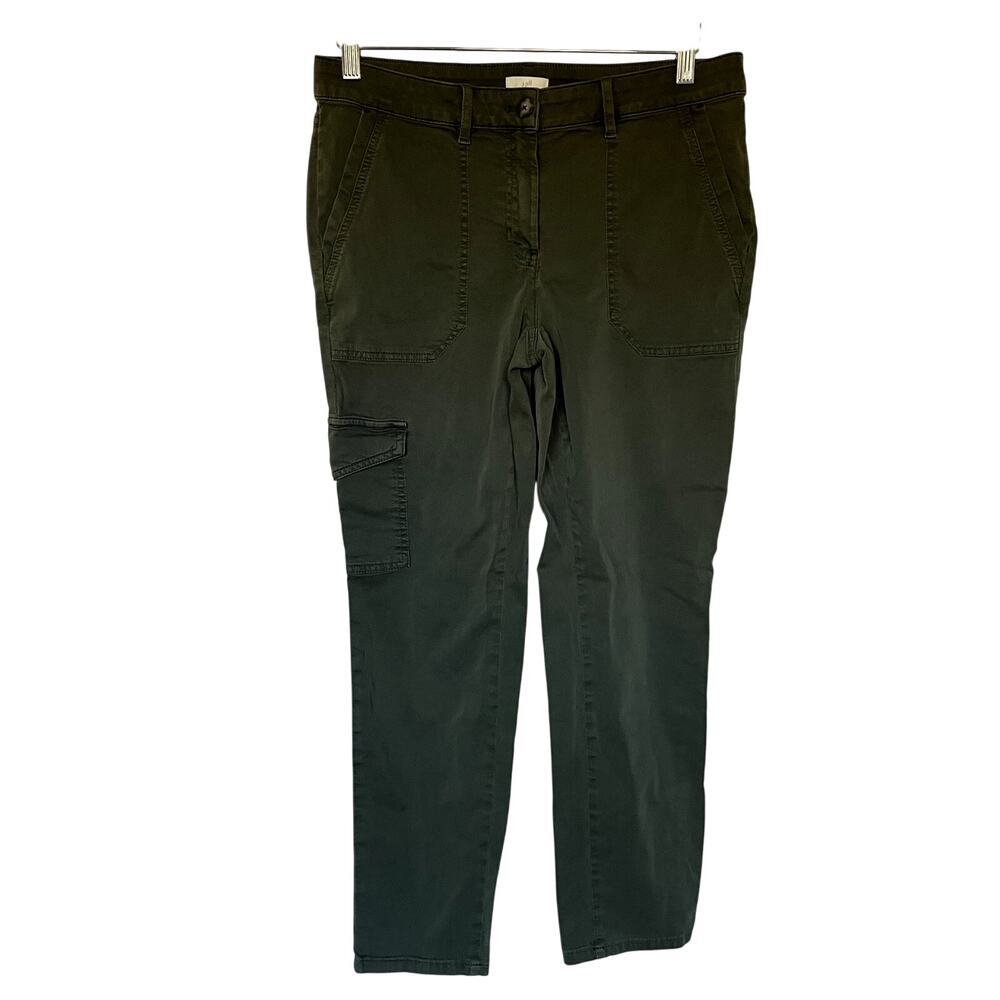 J.Jill army green denim pants jeans women's size 8 cotton‎ spandex deep pockets